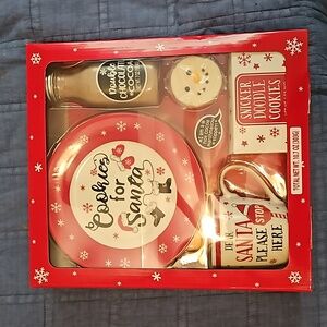 Santa Christmas Gift Set. Cookies for Santa Plate, Mug, Hot Coco, Cookies New